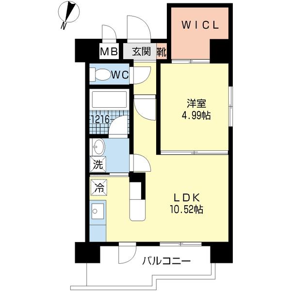 ラ・フィーネ赤坂(1LDK/5階)の間取り写真