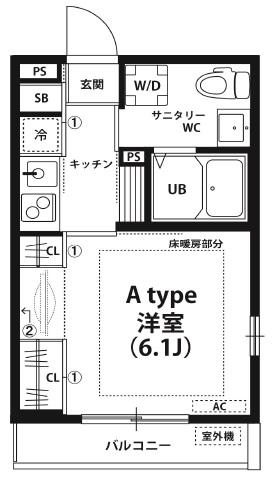 リブリ・ROYCE(1K/2階)の間取り写真
