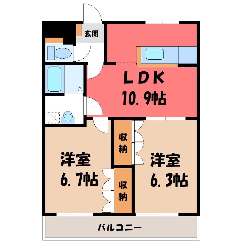 プラネット(2LDK/1階)の間取り写真