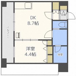 TEADA入船(1LDK/8階)の間取り写真