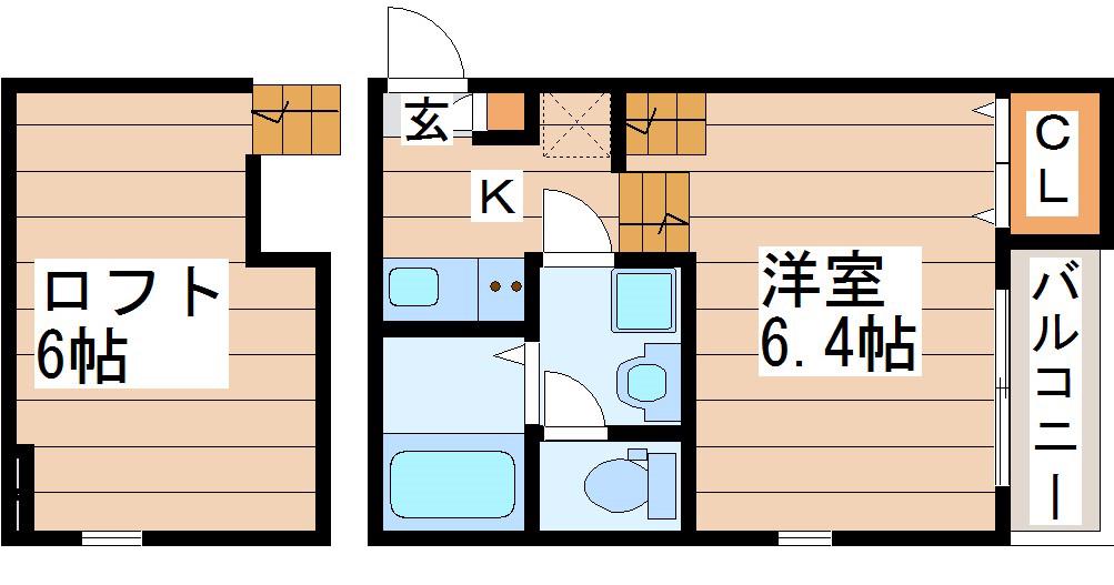 プロスペクト東仙台(1K/2階)の間取り写真