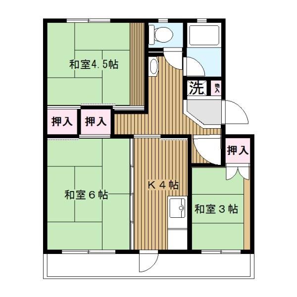 上郷西ヶ谷(3DK/4階)の間取り写真