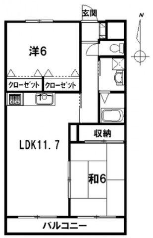 ジョイパレスB(2LDK/1階)の間取り写真