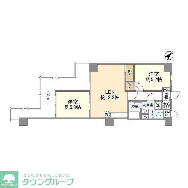 ワコー第一新狭山マンション(2LDK/7階)の間取り写真