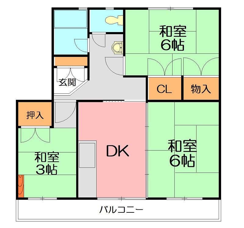 東高森団地10号棟(3DK/5階)の間取り写真