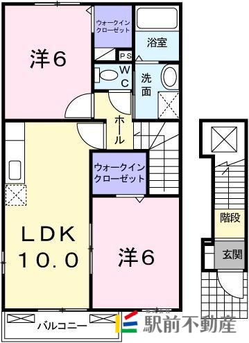 フランメゾンI(2LDK/2階)の間取り写真
