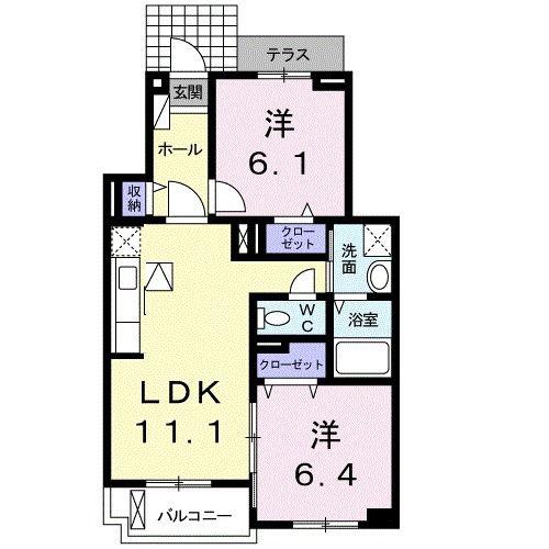 メゾン ドゥーズ(2LDK/1階)の間取り写真