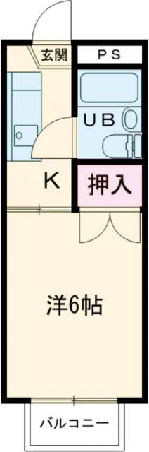 サマックスB棟(1K/2階)の間取り写真