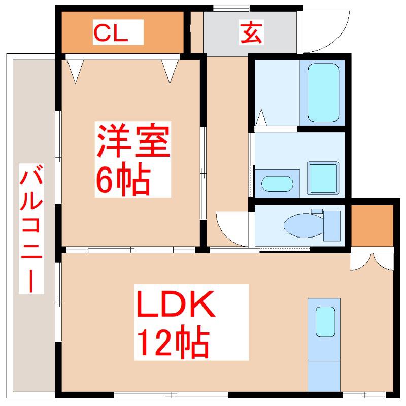 エバーグリーン(1LDK/3階)の間取り写真