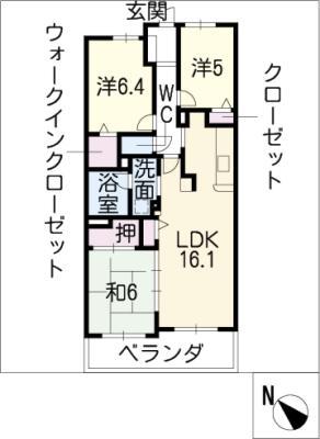 ライオンズ岐阜セントマークス壱番館1002(3LDK/10階)の間取り写真