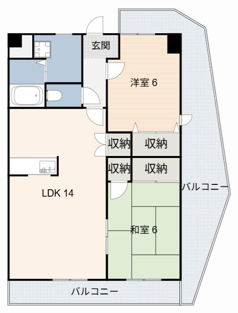 サンパティーク(2LDK/4階)の間取り写真