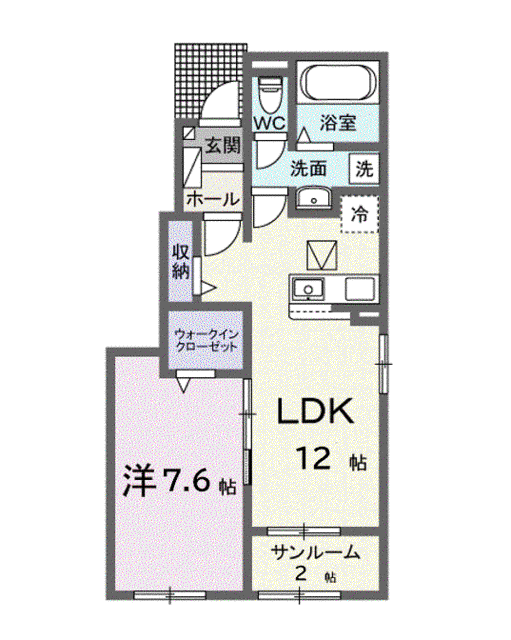 ハイペアー(1LDK/1階)の間取り写真