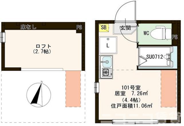 ハーモニーテラス東陽III(ワンルーム/1階)の間取り写真