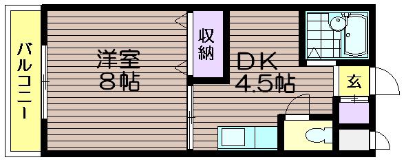 ラフォーレ白山(1K/2階)の間取り写真