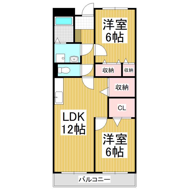 LIMPIAスカイパーク早川(2LDK/2階)の間取り写真