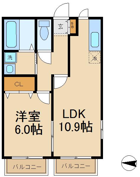 ラベンダーハイム(1LDK/1階)の間取り写真