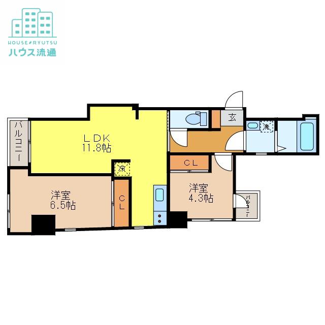 ジプソフィラ(2LDK/6階)の間取り写真