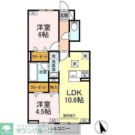 フロレゾンK&K(2LDK/1階)の間取り写真