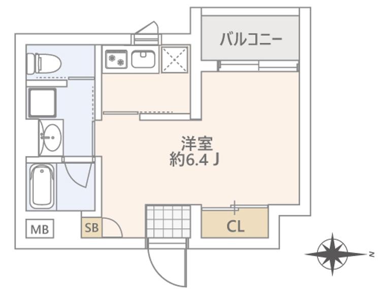 GRANDUO世田谷XIII(1K/2階)の間取り写真