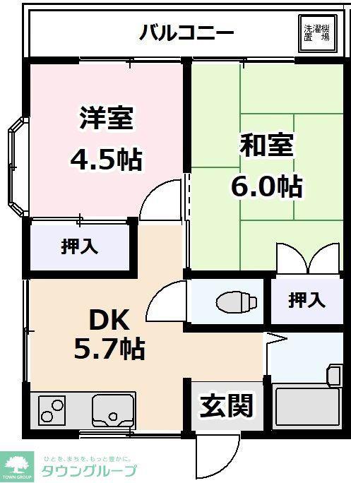 シャルマンコーポ(2DK/2階)の間取り写真