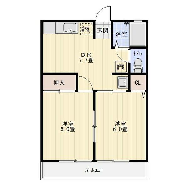 コスモス(2DK/2階)の間取り写真