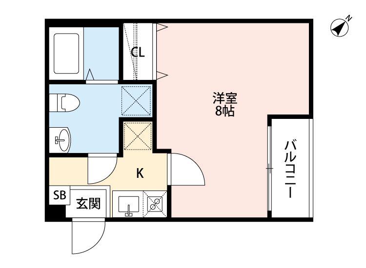 CIEL 前野町(1K/2階)の間取り写真