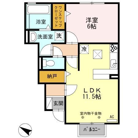 ジャンティファミーユ(1LDK/1階)の間取り写真