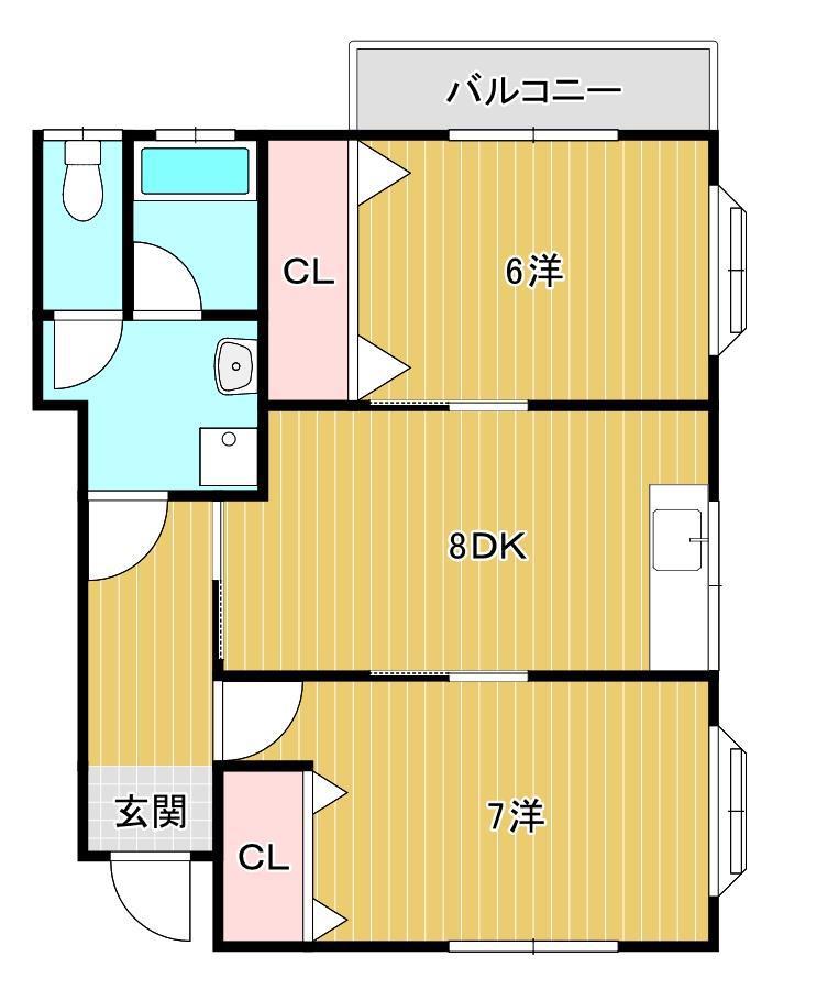 サンフラワーA(2DK/1階)の間取り写真