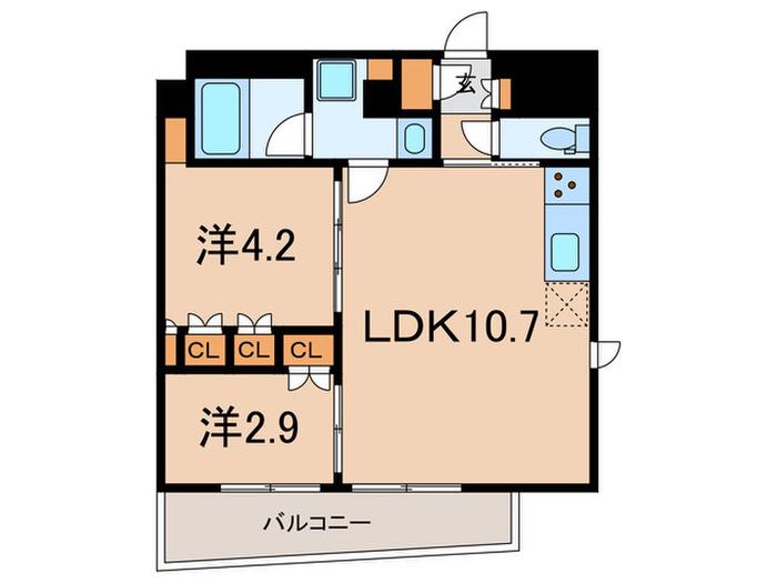 ルフォンプログレ品川大井(2LDK/12階)の間取り写真