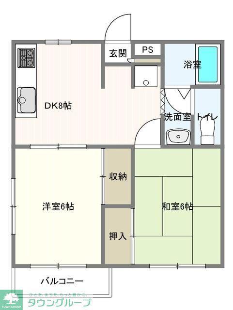 ハイネスM(2DK/2階)の間取り写真