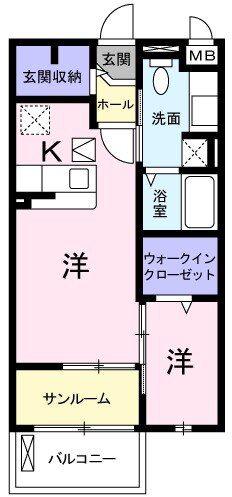 エアリーベル(1LDK/1階)の間取り写真