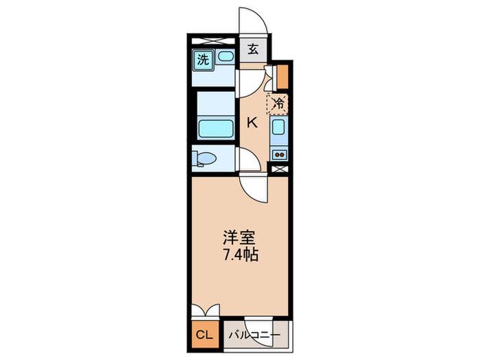 ドゥーエ羽田(1K/4階)の間取り写真