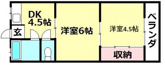 佐古ビル(2DK/2階)の間取り写真