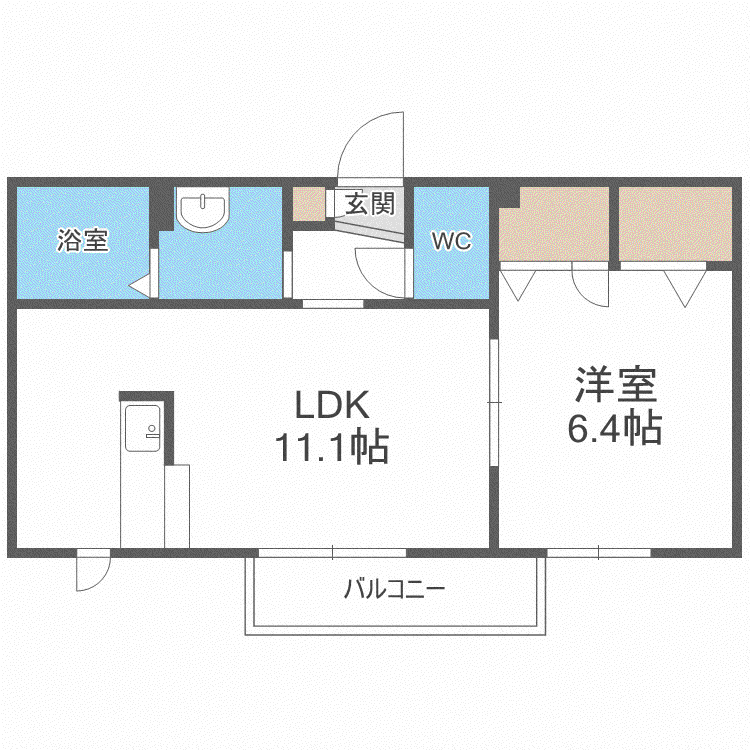 アウロラD(1LDK/2階)の間取り写真