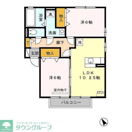 アカナウィン(2LDK/2階)の間取り写真