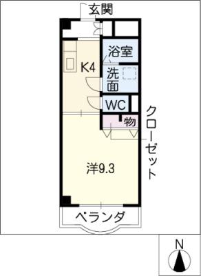 フォンティーヌ徳重(1DK/1階)の間取り写真
