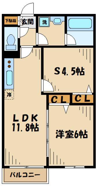 サンク相模が丘(1SLDK/2階)の間取り写真