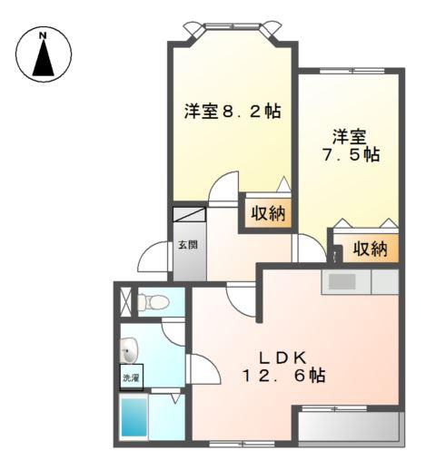 エクセルハイム(2LDK/2階)の間取り写真