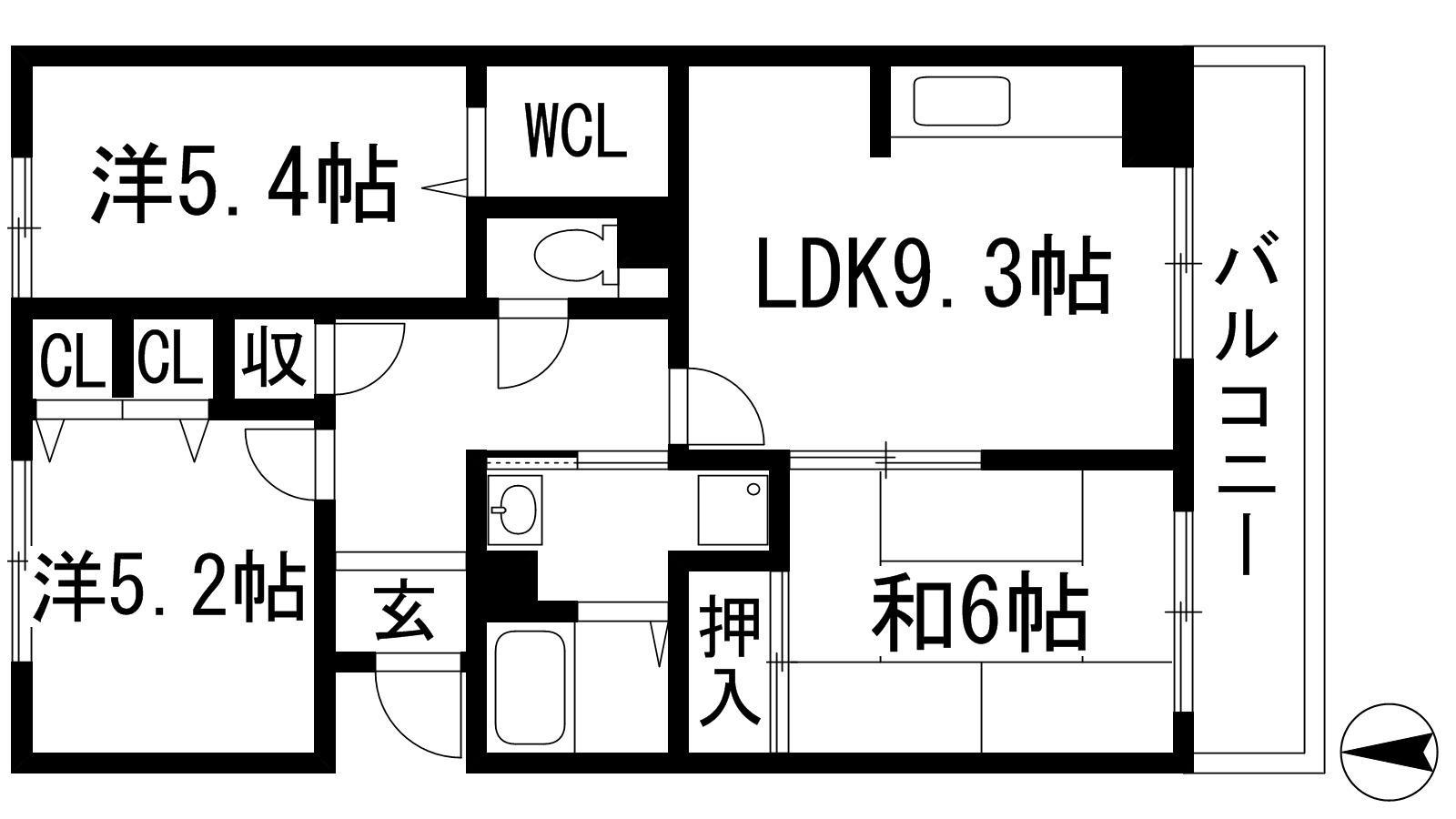 フレール宝塚御殿山 4号棟(3LDK/2階)の間取り写真