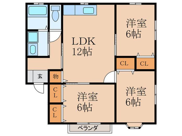 コーポ コスモスA(3LDK/2階)の間取り写真