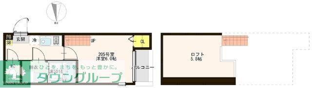GOLAI薬師堂(1K/2階)の間取り写真