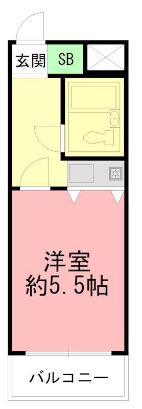 クリオ平塚七番館(ワンルーム/5階)の間取り写真