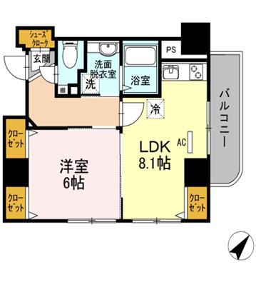 ベルテソーヤKHK(1LDK/4階)の間取り写真