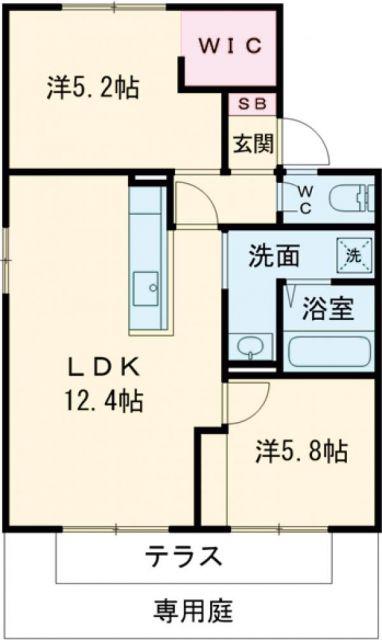 エイトファーム知立F棟(2LDK/1階)の間取り写真