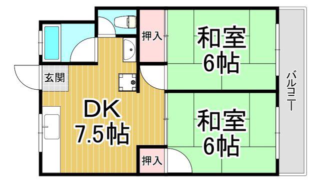 巽マンション(2DK/1階)の間取り写真