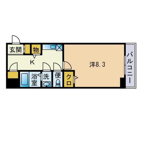 グランディ薬院Ⅰ(1K/7階)の間取り写真