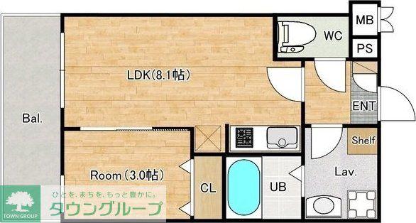 ジーメゾン我孫子下ヶ戸(1LDK/1階)の間取り写真