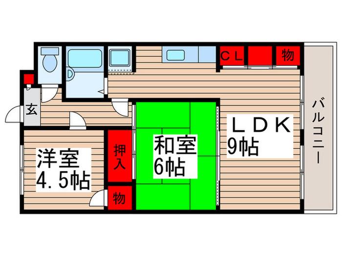 ハイフィールド浦和I(2LDK/2階)の間取り写真
