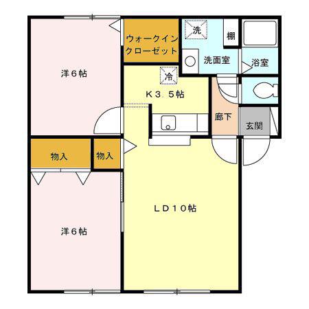 セジュール AB(2LDK/1階)の間取り写真