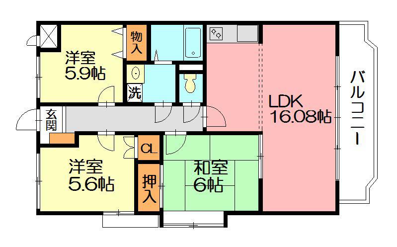 湘南エアーハイムII(3LDK/4階)の間取り写真